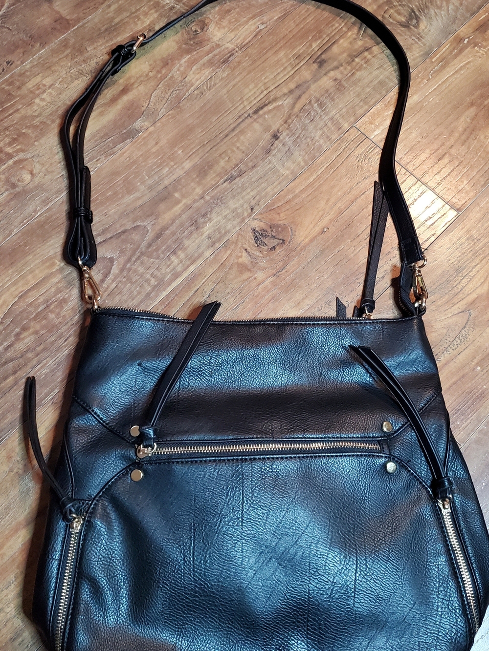 Classic Black Shoulder Bag with Gold Accents